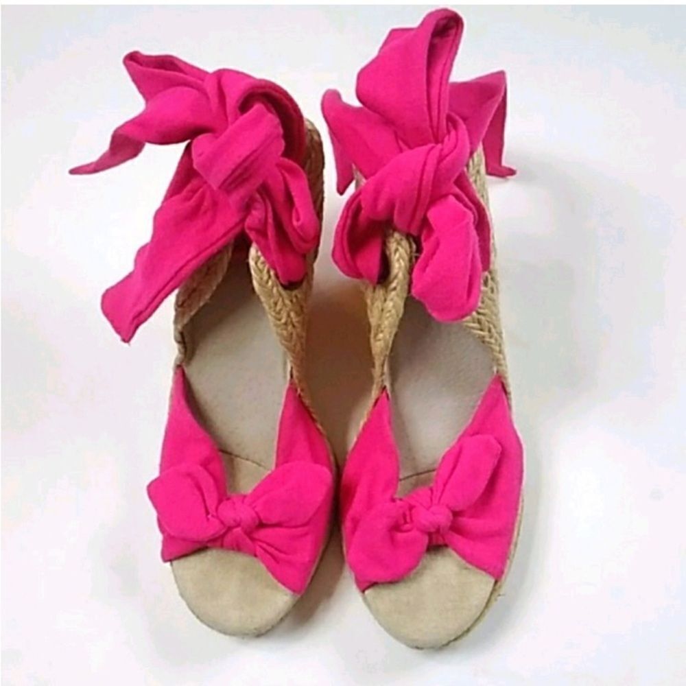 Pink Espadrille Wedge Sandals Women’s Size 6 - Picture 2 of 11